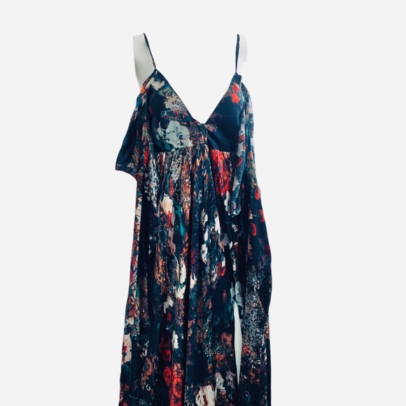 ETXART & PANNO FLORAL SILK MAXI DRESS SPAGHETTI STRAP SILK GOWN - Picture 9 of 16